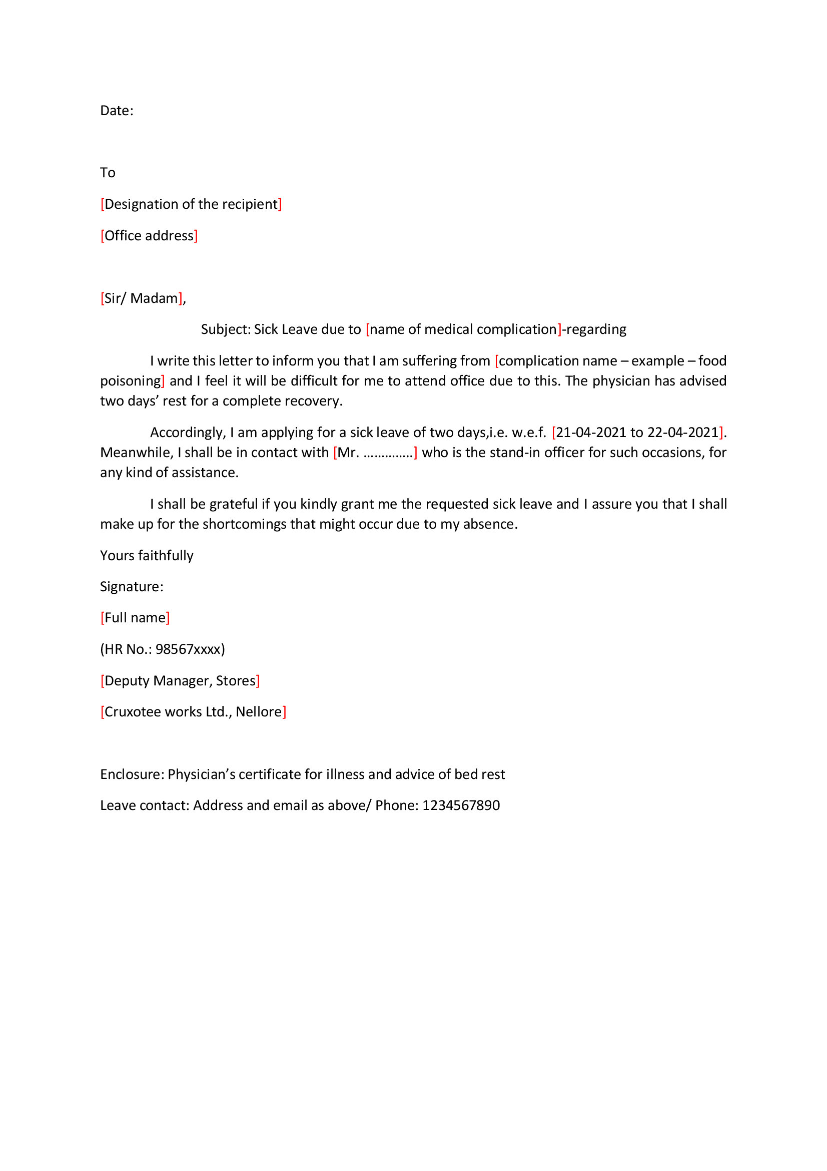 formal letters format